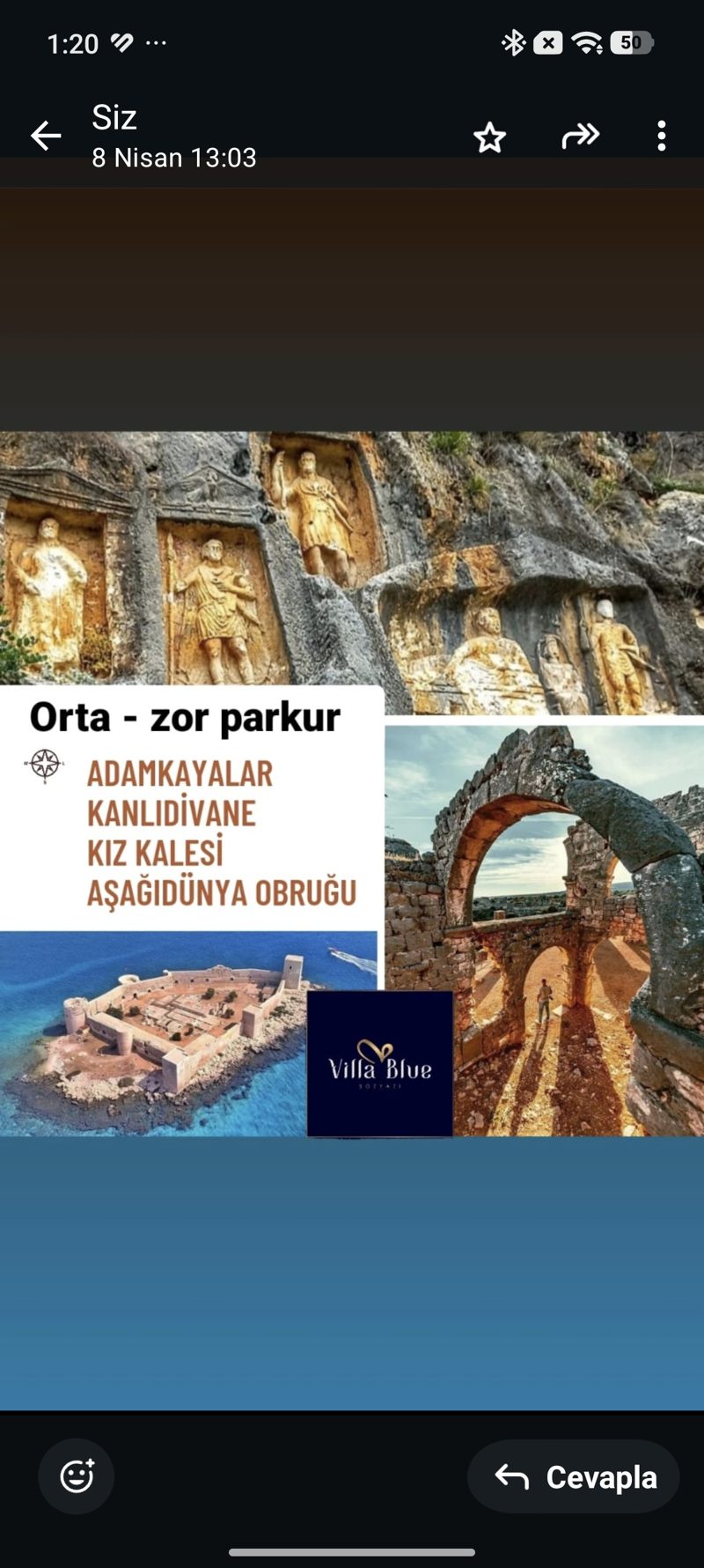 Adamkayalar Kız Kalesi rotası