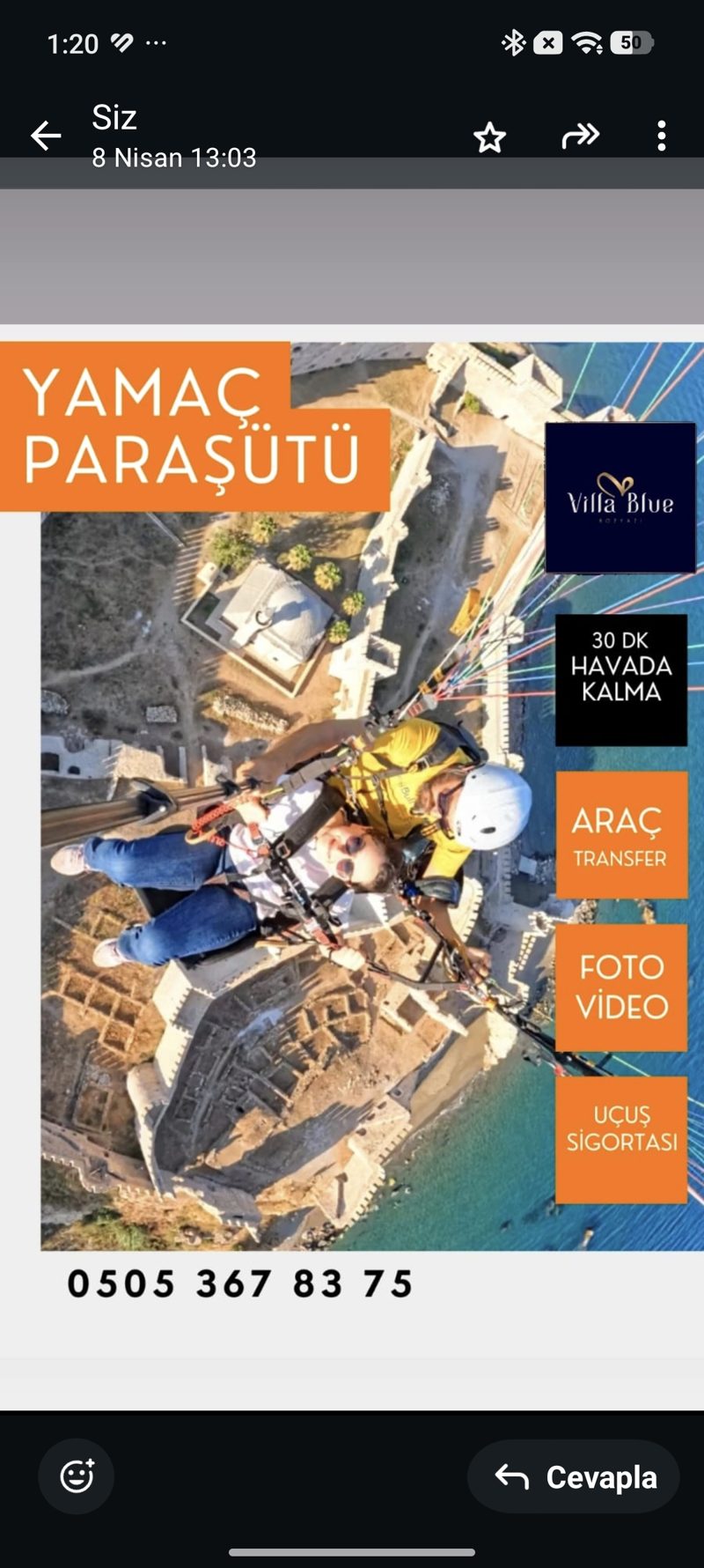 Yamaç paraşütü Anamur